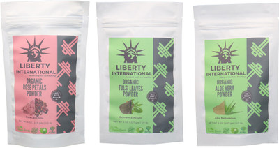 

LIBERTY INTERNATIONAL Rose & Tulsi & Aloevera Powder ( 227 Gm Each ) For Face , Hair & Skin Care Certified C18(Set of 3)