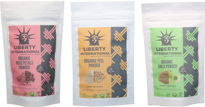 

LIBERTY INTERNATIONAL Rose & Orange & Amla Powder ( 114 Gm Each ) For Face , Hair & Skin Care Certified C18(Set of 3)