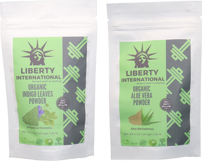 

LIBERTY INTERNATIONAL Indigo & Aloevera Powder ( 227 Gm Each ) For Face , Hair & Skin Care Certified C18(Set of 2)