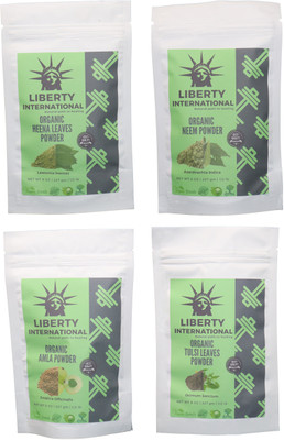 

LIBERTY INTERNATIONAL Heena & Neem & Amla & Tulsi Powder ( 227 Gm Each ) For Face , Hair & Skin Care Certified C18(Set of 4)