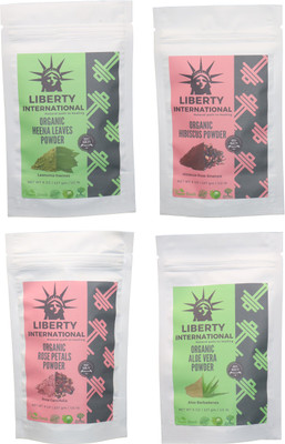 

LIBERTY INTERNATIONAL Heena & Hibiscus & Rose & Aloevera Powder ( 227 Gm Each ) For Face , Hair & Skin Care Certified C18(Set of 4)