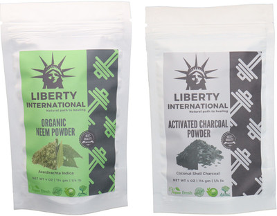 

LIBERTY INTERNATIONAL Neem & Charcoal Powder ( 114 Gm Each ) For Face , Hair & Skin Care Certified C18(Set of 2)