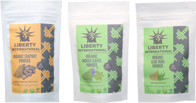 

LIBERTY INTERNATIONAL Soapnut & Indigo & Aloevera Powder ( 227 Gm Each ) For Face , Hair & Skin Care Certified C18(Set of 3)