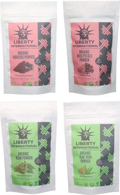

LIBERTY INTERNATIONAL Hibiscus & Rose & Neem & Aloevera Powder ( 114 Gm Each ) For Face , Hair & Skin Care Certified C18(Set of 4)