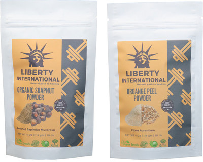 

LIBERTY INTERNATIONAL Soapnut & Orange Powder ( 114 Gm Each ) For Face , Hair & Skin Care Certified C18(Set of 2)