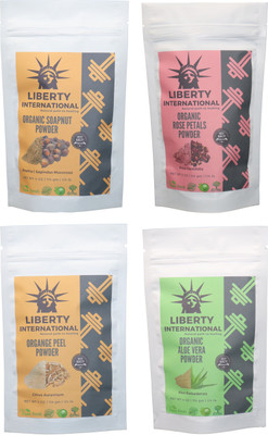 

LIBERTY INTERNATIONAL Soapnut & Rose & Orange & Aloevera Powder ( 114 Gm Each ) For Face , Hair & Skin Care Certified C18(Set of 4)