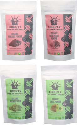 

LIBERTY INTERNATIONAL Hibiscus & Rose & Neem & Amla Powder ( 114 Gm Each ) For Face , Hair & Skin Care Certified C9 456 g(Set of 4)