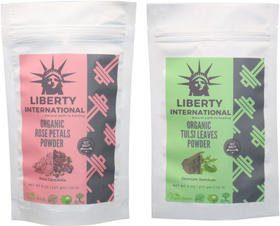 

LIBERTY INTERNATIONAL Rose & Tulsi Powder ( 227 Gm Each ) For Face , Hair & Skin Care Certified C18(Set of 2)