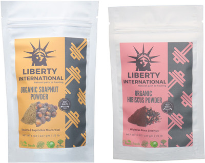 

LIBERTY INTERNATIONAL Soapnut & Hibiscus Powder ( 227 Gm Each ) For Face , Hair & Skin Care Certified C18(Set of 2)
