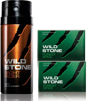 

Wild Stone Night Rider Deodorant and 2 Forest Spice 75gm Soap(Set of 3)