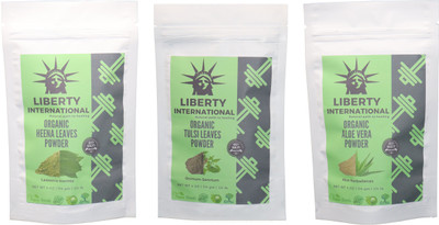 

LIBERTY INTERNATIONAL Heena & Tulsi & Aloevera Powder ( 114 Gm Each ) For Face , Hair & Skin Care Certified C18(Set of 3)