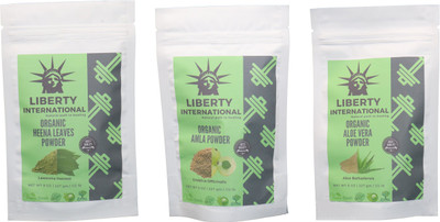 

LIBERTY INTERNATIONAL Heena & Amla & Aloevera Powder ( 227 Gm Each ) For Face , Hair & Skin Care Certified C18(Set of 3)