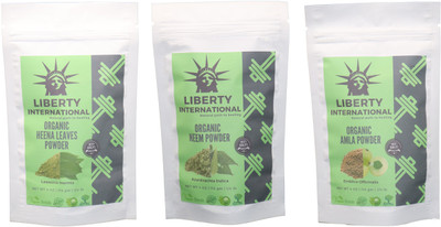 

LIBERTY INTERNATIONAL Heena & Neem & Amla Powder ( 114 Gm Each ) For Face , Hair & Skin Care Certified C18(Set of 3)