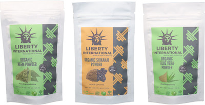 

LIBERTY INTERNATIONAL Neem & Shikakai & Aloevera Powder ( 114 Gm Each ) For Face , Hair & Skin Care Certified C18(Set of 3)