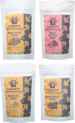 

LIBERTY INTERNATIONAL Soapnut & Rose & Orange & Shikakai Powder ( 227 Gm Each ) For Face , Hair & Skin Care Certified C18(Set of 4)