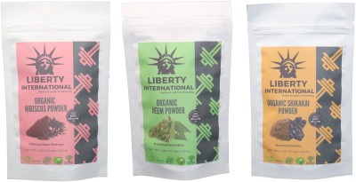 

LIBERTY INTERNATIONAL Hibiscus & Neem & Shikakai Powder ( 114 Gm Each ) For Face , Hair & Skin Care Certified C18(Set of 3)