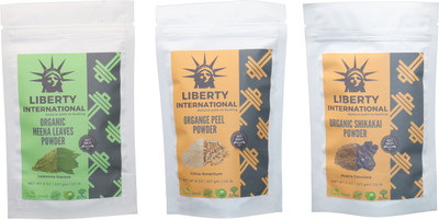 

LIBERTY INTERNATIONAL Heena & Orange & Shikakai Powder ( 227 Gm Each ) For Face , Hair & Skin Care Certified C18(Set of 3)