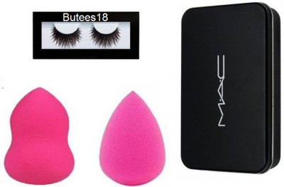 

Butees18 Eyelash and Makeup Brush Set of 12 with 2 Blender Puff(Set of 3)