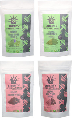 

LIBERTY INTERNATIONAL Indigo & Heena & Hibiscus & Rose Powder ( 114 Gm Each ) For Face , Hair & Skin Care Certified C18(Set of 4)