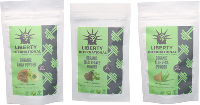 

LIBERTY INTERNATIONAL Amla & Tulsi & Aloevera Powder ( 114 Gm Each ) For Face , Hair & Skin Care Certified C18(Set of 3)