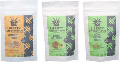 

LIBERTY INTERNATIONAL Orange & Amla & Aloevera Powder ( 114 Gm Each ) For Face , Hair & Skin Care Certified C18(Set of 3)