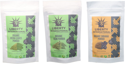 

LIBERTY INTERNATIONAL Heena & Neem & Shikakai Powder ( 114 Gm Each ) For Face , Hair & Skin Care Certified C18(Set of 3)