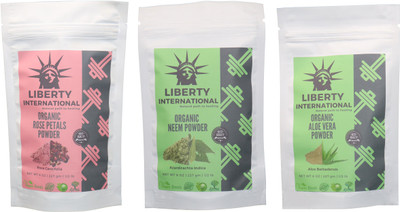 

LIBERTY INTERNATIONAL Rose & Neem & Aloevera Powder ( 227 Gm Each ) For Face , Hair & Skin Care Certified C18(Set of 3)