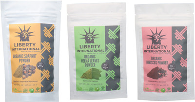 

LIBERTY INTERNATIONAL Soapnut & Heena & Hibiscus Powder ( 227 Gm Each ) For Face , Hair & Skin Care Certified C18(Set of 3)