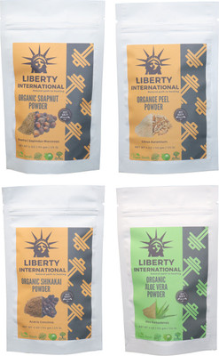 

LIBERTY INTERNATIONAL Soapnut & Orange & Shikakai & Aloevera Powder ( 114 Gm Each ) For Face , Hair & Skin Care(Set of 4)