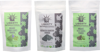 

LIBERTY INTERNATIONAL Indigo & Charcoal & Tulsi Powder ( 227 Gm Each ) For Face , Hair & Skin Care Certified C18(Set of 3)