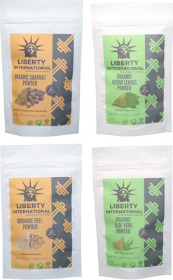 

LIBERTY INTERNATIONAL Soapnut & Heena & Orange & Aloevera Powder ( 114 Gm Each ) For Face , Hair & Skin Care Certified C18(Set of 4)