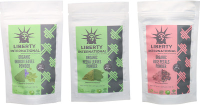 

LIBERTY INTERNATIONAL Indigo & Heena & Rose Powder ( 227 Gm Each ) For Face , Hair & Skin Care Certified C18(Set of 3)