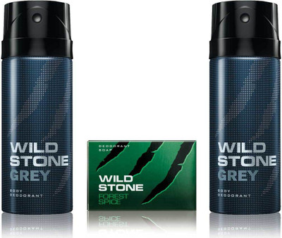 

Wild Stone 2 Grey Deodorant and 75gm Forest Spice Soap(Set of 3)