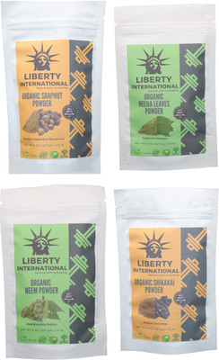 

LIBERTY INTERNATIONAL Soapnut & Heena & Neem & Shikakai Powder ( 227 Gm Each ) For Face , Hair & Skin Care(Set of 4)