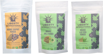 

LIBERTY INTERNATIONAL Soapnut & Amla & Aloevera Powder ( 227 Gm Each ) For Face , Hair & Skin Care Certified C18(Set of 3)