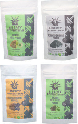 

LIBERTY INTERNATIONAL Amla & Charcoal & Shikakai & Tulsi Powder ( 227 Gm Each ) For Face , Hair & Skin Care Certified C9 912 g(Set of 4)