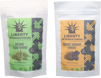 

LIBERTY INTERNATIONAL Neem & Shikakai Powder ( 114 Gm Each ) For Face , Hair & Skin Care Certified C18(Set of 2)