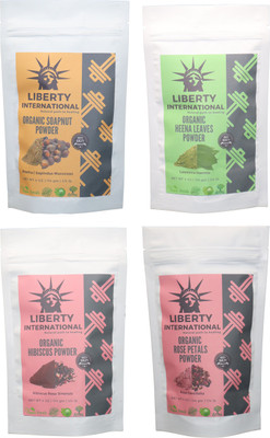 

LIBERTY INTERNATIONAL Soapnut & Heena & Hibiscus & Rose Powder ( 114 Gm Each ) For Face , Hair & Skin Care Certified C18(Set of 4)