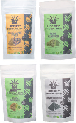 

LIBERTY INTERNATIONAL Soapnut & Neem & Amla & Charcoal Powder ( 227 Gm Each ) For Face , Hair & Skin Care Certified C18(Set of 4)