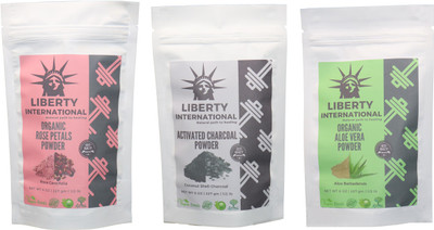 

LIBERTY INTERNATIONAL Rose & Charcoal & Aloevera Powder ( 227 Gm Each ) For Face , Hair & Skin Care Certified C18(Set of 3)