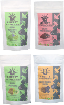 

LIBERTY INTERNATIONAL Indigo & Hibiscus & Amla & Shikakai Powder ( 227 Gm Each ) For Face , Hair & Skin Care Certified C18(Set of 4)