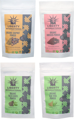 

LIBERTY INTERNATIONAL Soapnut & Hibiscus & Tulsi & Aloevera Powder ( 114 Gm Each ) For Face , Hair & Skin Care Certified C18(Set of 4)