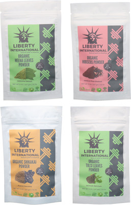 

LIBERTY INTERNATIONAL Heena & Hibiscus & Shikakai & Tulsi Powder ( 227 Gm Each ) For Face , Hair & Skin Care Certified C18(Set of 4)