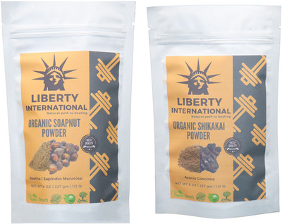 

LIBERTY INTERNATIONAL Soapnut & Shikakai Powder ( 227 Gm Each ) For Face , Hair & Skin Care Certified C18(Set of 2)
