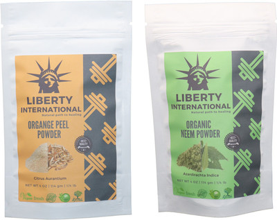 

LIBERTY INTERNATIONAL Orange & Neem Powder ( 114 Gm Each ) For Face , Hair & Skin Care Certified C18(Set of 2)