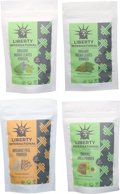 

LIBERTY INTERNATIONAL Indigo & Heena & Orange & Amla Powder ( 227 Gm Each ) For Face , Hair & Skin Care Certified C18(Set of 4)