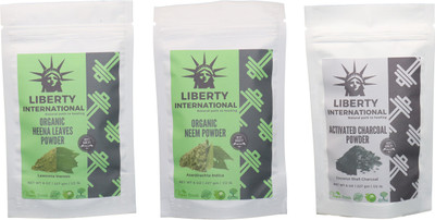 

LIBERTY INTERNATIONAL Heena & Neem & Charcoal Powder ( 227 Gm Each ) For Face , Hair & Skin Care Certified C18(Set of 3)