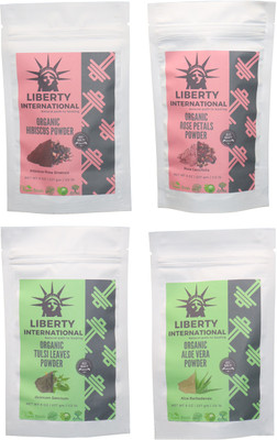 

LIBERTY INTERNATIONAL Hibiscus & Rose & Tulsi & Aloevera Powder ( 227 Gm Each ) For Face , Hair & Skin Care Certified C18(Set of 4)