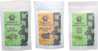 

LIBERTY INTERNATIONAL Neem & Shikakai & Aloevera Powder ( 227 Gm Each ) For Face , Hair & Skin Care Certified C18(Set of 3)