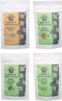 

LIBERTY INTERNATIONAL Orange & Amla & Tulsi & Aloevera Powder ( 114 Gm Each ) For Face , Hair & Skin Care Certified C18(Set of 4)